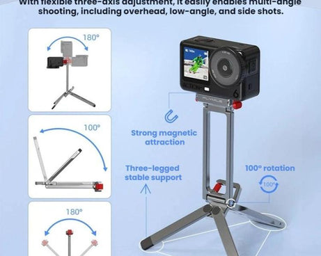 For DJI Osmo Action 6 / Nano Flymile Magnetic Quick-Release Tripod Bracket and Carabiner Clip, AC6035