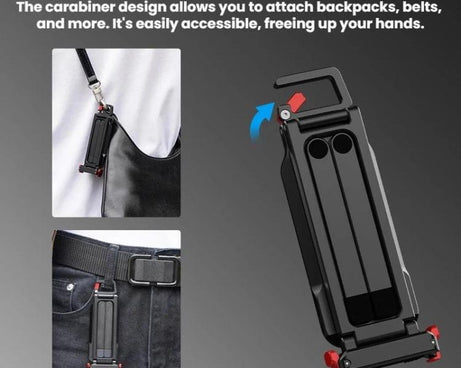 For DJI Osmo Action 3 / 4 / 5 Pro Magnetic Quick-Release Tripod Bracket with Carabiner Clip, AC5027
