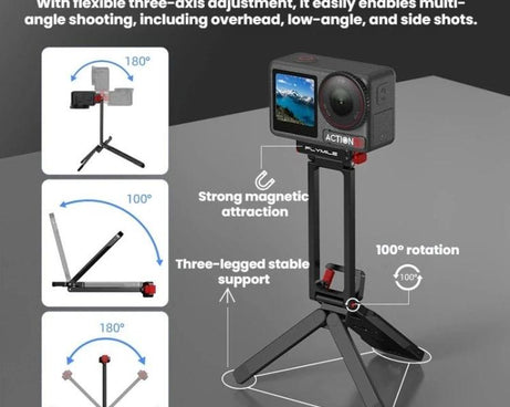 For DJI Osmo Action 3 / 4 / 5 Pro Magnetic Quick-Release Tripod Bracket with Carabiner Clip, AC5027