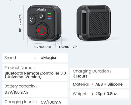 aMagisn Bluetooth Remote Controller 3.0 Universal Version For Insta360, GoPro Hero, Android/ios Smartphones, DJI OSMO 360, Action 6/5 Pro/4, AM40
