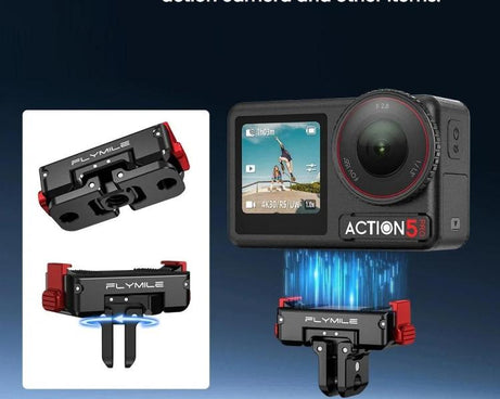 For DJI Osmo 360 / Action 3 / 4 / 5 Pro Flymile Magnetic Quick-Release Adapter Base, Aluminum Alloy
