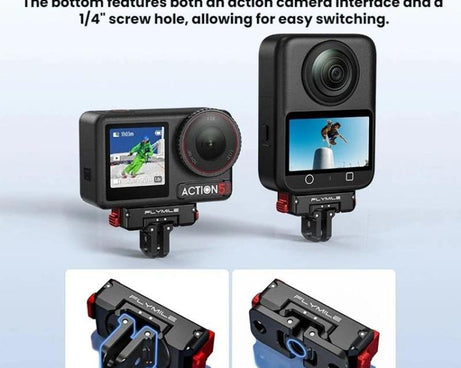 For DJI Osmo 360 / Action 3 / 4 / 5 Pro Flymile Magnetic Quick-Release Adapter Base, Aluminum Alloy