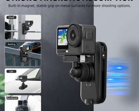 BRDRC Action Cameras Magnetic Quick-release Backpack Shoulder Strap Slip, For DJI Action 6 / Nano, For DJI Action 3 / 4 / 5Pro / Osmo 360, For Insta360 Ace Pro 1 / 2 / ACE / X5, For Gopro, 1/4 Interface