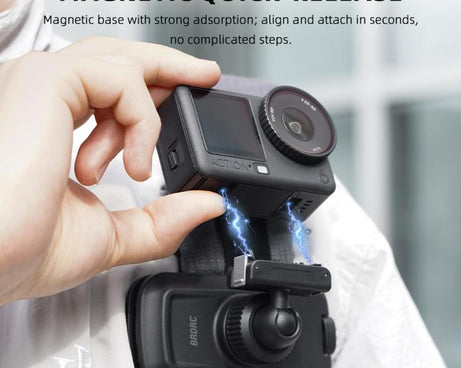 BRDRC Action Cameras Magnetic Quick-release Backpack Shoulder Strap Slip, For DJI Action 6 / Nano, For DJI Action 3 / 4 / 5Pro / Osmo 360, For Insta360 Ace Pro 1 / 2 / ACE / X5, For Gopro, 1/4 Interface
