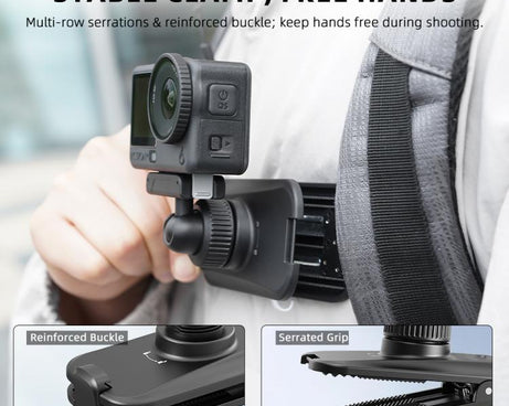 BRDRC Action Cameras Magnetic Quick-release Backpack Shoulder Strap Slip, For DJI Action 6 / Nano, For DJI Action 3 / 4 / 5Pro / Osmo 360, For Insta360 Ace Pro 1 / 2 / ACE / X5, For Gopro, 1/4 Interface