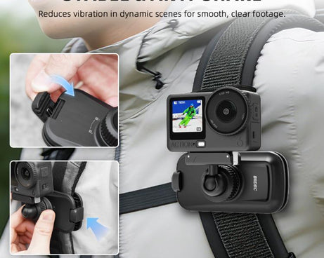 BRDRC Action Cameras Magnetic Quick-release Backpack Shoulder Strap Slip, For DJI Action 6 / Nano, For DJI Action 3 / 4 / 5Pro / Osmo 360, For Insta360 Ace Pro 1 / 2 / ACE / X5, For Gopro, 1/4 Interface