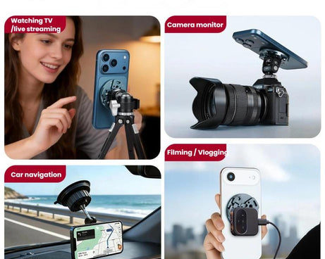 XILETU All-In-One Magnetic Phone Mount With 1/4-Inch Screw, Action, Cold Shoe, NATO Interfaces, MI-1, MI-1+XJ-28 Bracket, MI-1+MC-22S Gimbal+XT-18S Tripod