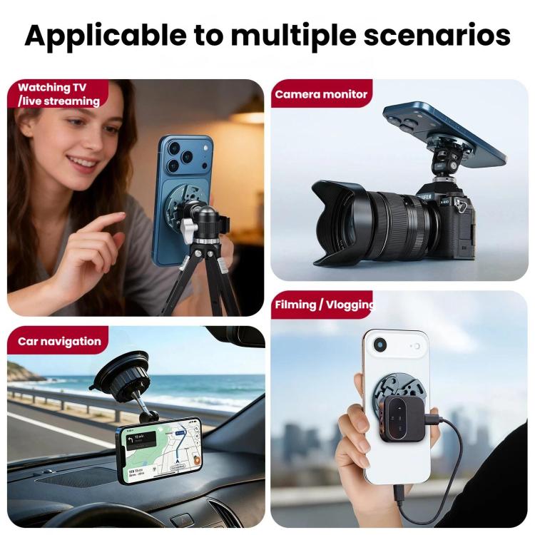 XILETU All-In-One Magnetic Phone Mount With 1/4-Inch Screw, Action, Cold Shoe, NATO Interfaces, MI-1, MI-1+XJ-28 Bracket, MI-1+MC-22S Gimbal+XT-18S Tripod