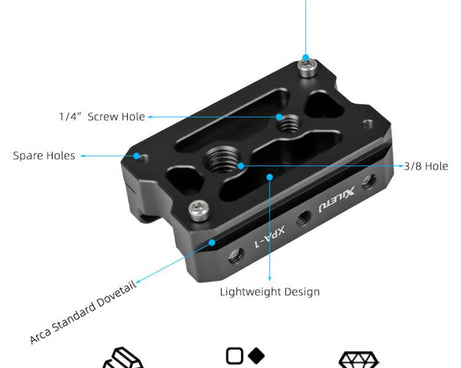 XILETU XPA-1 Arca-Swiss Quick Release Clamp With Dovetail Rail Tripod Monopod Camera Mount Adapter