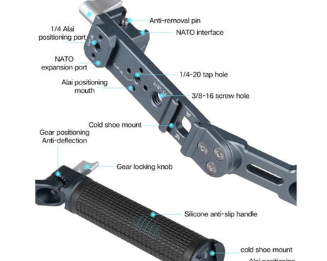XILETU Adjustable Angle Handle Grip For DJI RS 4 Mini/RS 4 Pro/RS 4/RS 3 Mini/RS 3 Pro/RS 2 Stabilizers