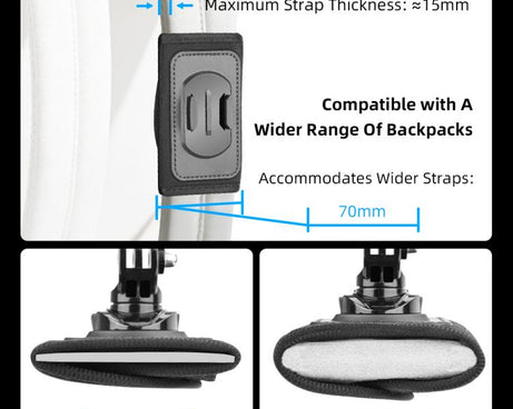 For DJI Osmo Pocket 3 / Action 6 / GoPro Backpack Shoulder Strap Bracket Clip