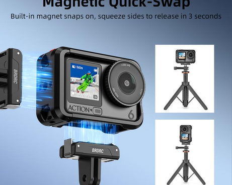 BRDRC For DJI Magnetic Quick-Release Base Two-Claw Stand Extension Accessory, For Osmo Action 6 / Nano, For Osmo Action 3 / 4 / 5 Pro / Osmo 360