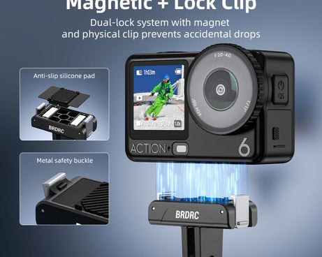 BRDRC For DJI Magnetic Quick-Release Base Two-Claw Stand Extension Accessory, For Osmo Action 6 / Nano, For Osmo Action 3 / 4 / 5 Pro / Osmo 360