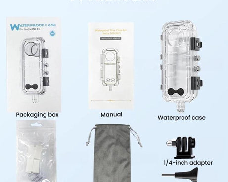 For Insta360 X5 Invisible Dive Case 45M/147ft Waterproof Underwater Housing Shell With Seamless 360 Degree Stitching, PC Lens