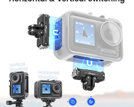 aMagisn PC Material Camera Cage for DJI Action 5 Pro / 4 / 3 with Quick Release Vertical/Horizontal Shoot Support, Cold Shoe Mount & 1/4-inch Thread, Action 5 Pro /4/3 PC Cage
