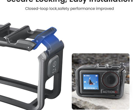 aMagisn PC Material Camera Cage for DJI Action 5 Pro / 4 / 3 with Quick Release Vertical/Horizontal Shoot Support, Cold Shoe Mount & 1/4-inch Thread, Action 5 Pro /4/3 PC Cage