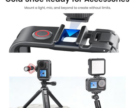 aMagisn PC Material Camera Cage for DJI Action 5 Pro / 4 / 3 with Quick Release Vertical/Horizontal Shoot Support, Cold Shoe Mount & 1/4-inch Thread, Action 5 Pro /4/3 PC Cage