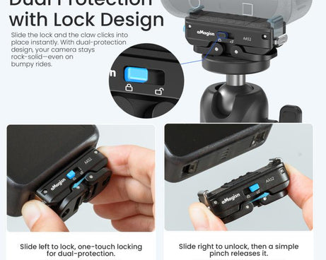 aMagisn Metal Magnetic Quick Release Mount 2.0 Lockable Adapter for DJI Osmo 360/ Action 5 Pro/4/3, For DJI Osmo 360/ Action 5 Pro/4/3