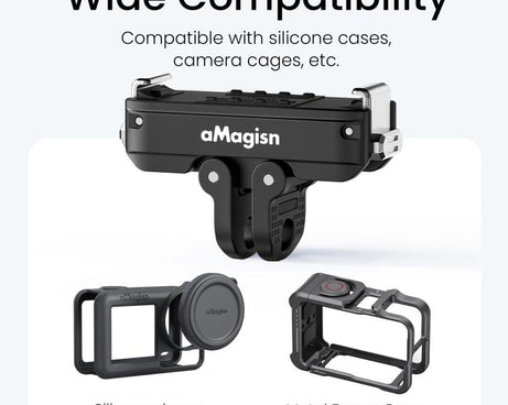 aMagisn Metal Magnetic Quick Release Mount 2.0 Lockable Adapter for DJI Osmo 360/ Action 5 Pro/4/3, For DJI Osmo 360/ Action 5 Pro/4/3