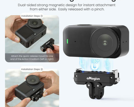 For DJI Osmo Action 6 / Nano aMagisn Metal Magnetic Quick Release Mount 2.0 Lockable Adapter, For DJI Osmo Action 6 / Nano