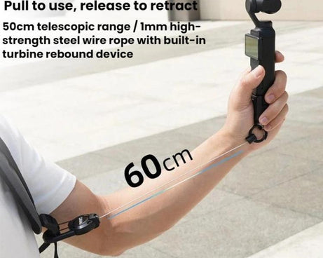 For DJI Osmo Action 6 / Pocket 3 / 4 BRDRC Action Camera Telescopic Backpack Carabiner