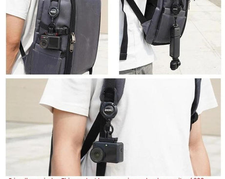For DJI Osmo Action 6 / Pocket 3 / 4 BRDRC Action Camera Telescopic Backpack Carabiner