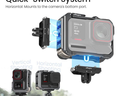 For Insta360 Ace Pro 2 / Ace Pro AMagisn Metal Camera Cage 2.0 With Quick-Switch Vertical/Horizontal Shooting, Cold Shoe Mount