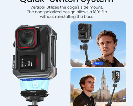 For Insta360 Ace Pro 2 / Ace Pro AMagisn Metal Camera Cage 2.0 With Quick-Switch Vertical/Horizontal Shooting, Cold Shoe Mount