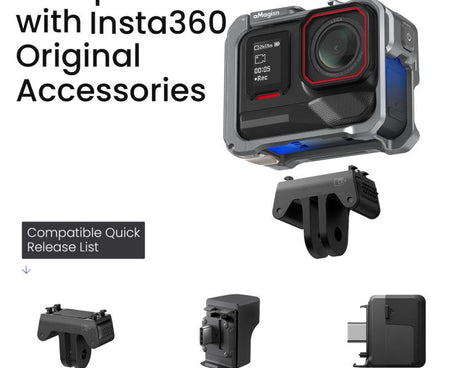 For Insta360 Ace Pro 2 / Ace Pro AMagisn Metal Camera Cage 2.0 With Quick-Switch Vertical/Horizontal Shooting, Cold Shoe Mount