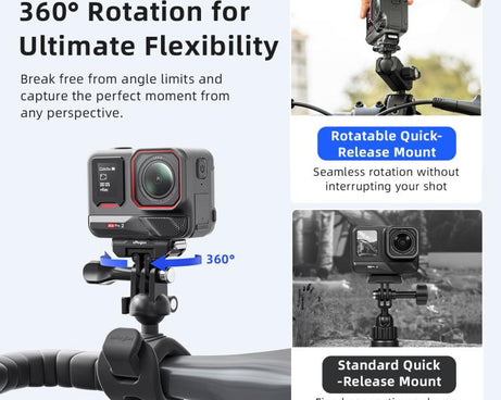 aMagisn 360-Degree Rotatable Magnetic Quick Release Mount For Insta360 Ace Pro 2 / Ace Pro / X5 / X4 Air, For Insta360 Ace Serirs/X5/X4 Air