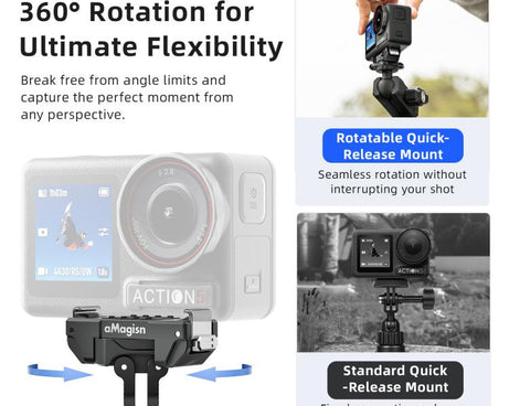 aMagisn 360-Degree Rotatable Magnetic Quick Release Mount For DJI Osmo 360/Action 5 Pro/4/3, For DJI Osmo 360/Action 5 Pro/4/3