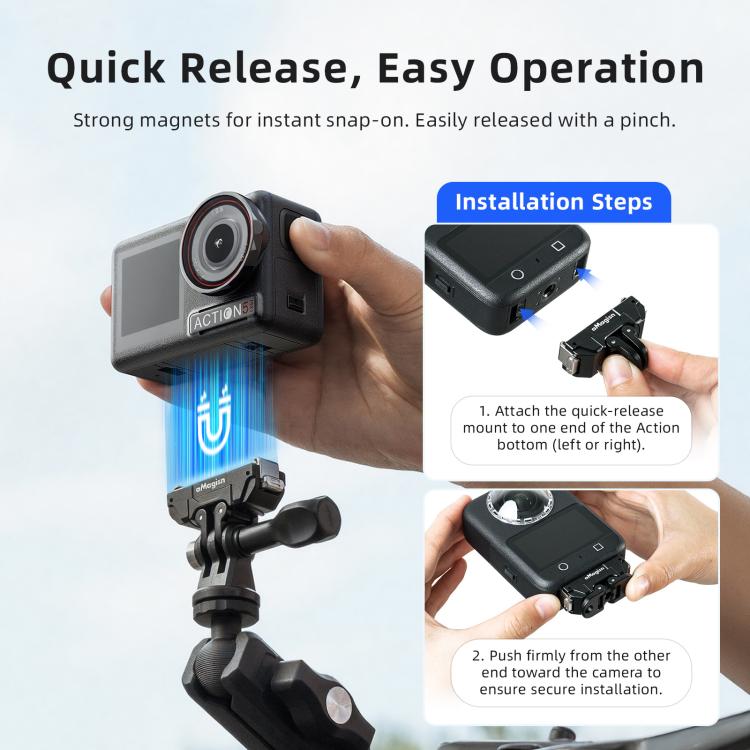 aMagisn 360-Degree Rotatable Magnetic Quick Release Mount For DJI Osmo 360/Action 5 Pro/4/3, For DJI Osmo 360/Action 5 Pro/4/3