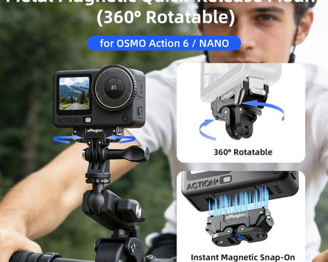 aMagisn 360-Degree Rotatable Magnetic Quick Release Mount For DJI Osmo Action 6/Nano, For DJI Osmo Action 6/Nano