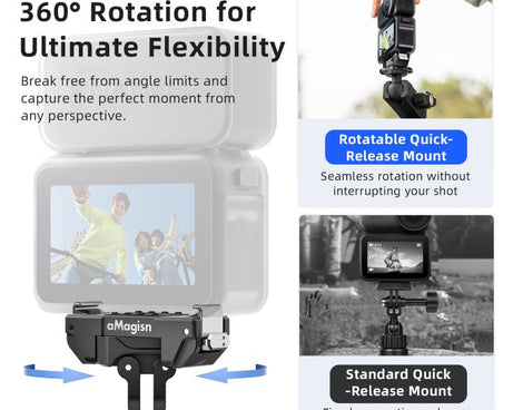 aMagisn 360-Degree Rotatable Magnetic Quick Release Mount For DJI Osmo Action 6/Nano, For DJI Osmo Action 6/Nano