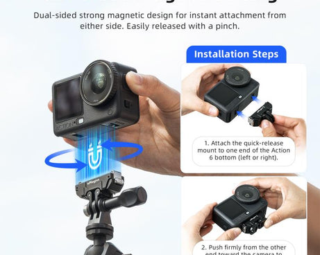 aMagisn 360-Degree Rotatable Magnetic Quick Release Mount For DJI Osmo Action 6/Nano, For DJI Osmo Action 6/Nano