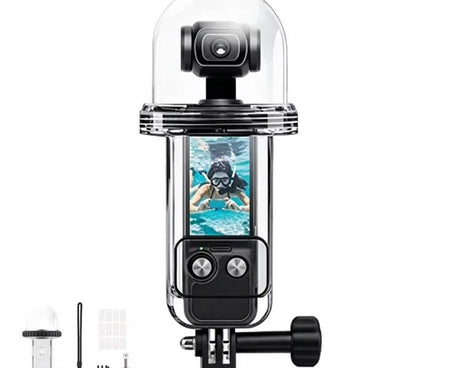 For DJI Osmo Pocket 4 Waterproof Case 60M/196ft Diving Housing Shell with 540-degree Panoramic View Underwater Accessories for Surfing Snorkeling