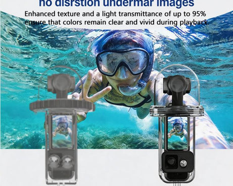 For DJI Osmo Pocket 4 Waterproof Case 60M/196ft Diving Housing Shell with 540-degree Panoramic View Underwater Accessories for Surfing Snorkeling