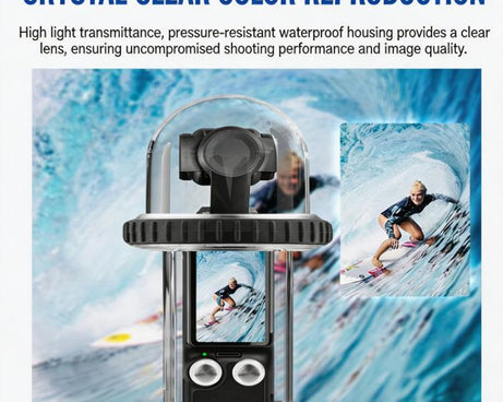 For DJI Osmo Pocket 4 Waterproof Case 60M/196ft Diving Housing Shell with 540-degree Panoramic View Underwater Accessories for Surfing Snorkeling