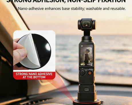 For DJI Osmo Pocket 4/3 Camera 360-degree Swivel Desktop Base Adhesive Stand Non-Slip Fixed Mount