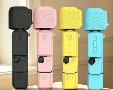 For DJI Osmo Pocket 4 Silicone Case 4-in-1 Full Body Protective Cover Kit Anti-Scratch Shockproof Skin Sleeve with Lanyard