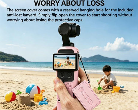 For DJI Osmo Pocket 4 Silicone Case 4-in-1 Full Body Protective Cover Kit Anti-Scratch Shockproof Skin Sleeve with Lanyard