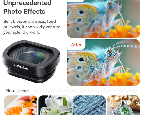 For DJI Osmo Pocket 4/3 Magnetic Optical Glass Lens Filter with Aluminum Alloy Frame, aMagisn Macro Lens 10X, aMagisn Wide Angle Lens 0.72X