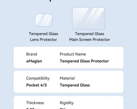 For DJI Osmo Pocket 4/3 aMagisn Screen Protector 9H Tempered Glass Lens & Screen Protective Film, 1+1 Pack, 2+2 Pack