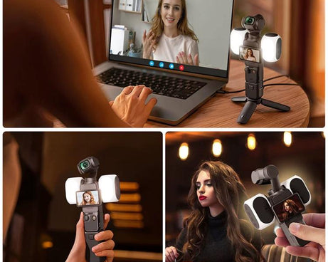 For DJI Osmo Pocket 4/3 Magnetic Fill Light 3 Color Modes Portable Rechargeable Vlog Video Light, 2pcs /Pack