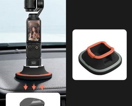 For DJI Osmo Pocket 4/3 Silicone Anti-Slip Base Desktop Support Stand Holder Includes Reusable Nano Adhesive for Car Dashboard