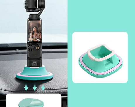For DJI Osmo Pocket 4/3 Silicone Anti-Slip Base Desktop Support Stand Holder Includes Reusable Nano Adhesive for Car Dashboard