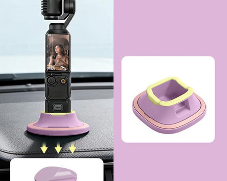 For DJI Osmo Pocket 4/3 Silicone Anti-Slip Base Desktop Support Stand Holder Includes Reusable Nano Adhesive for Car Dashboard