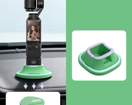 For DJI Osmo Pocket 4/3 Silicone Anti-Slip Base Desktop Support Stand Holder Includes Reusable Nano Adhesive for Car Dashboard