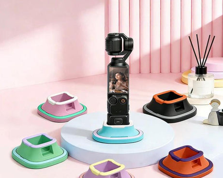 For DJI Osmo Pocket 4/3 Silicone Anti-Slip Base Desktop Support Stand Holder Includes Reusable Nano Adhesive for Car Dashboard