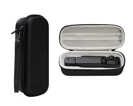 For DJI Osmo Pocket 3 Standalone & Essential Accessories Hard Carrying Case PU Leather Storage Bag with Wrist Strap